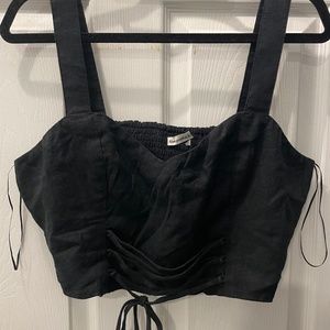 Abercrombie Women's Linen-Blend Corset Top in Black